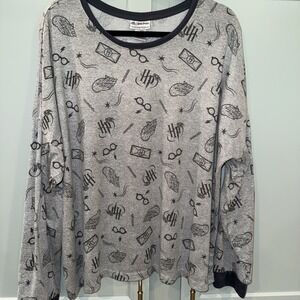 Harry Potter‎ Wizarding World Pajama Top XXL Gray Lounge Sleep Shirt Soft
